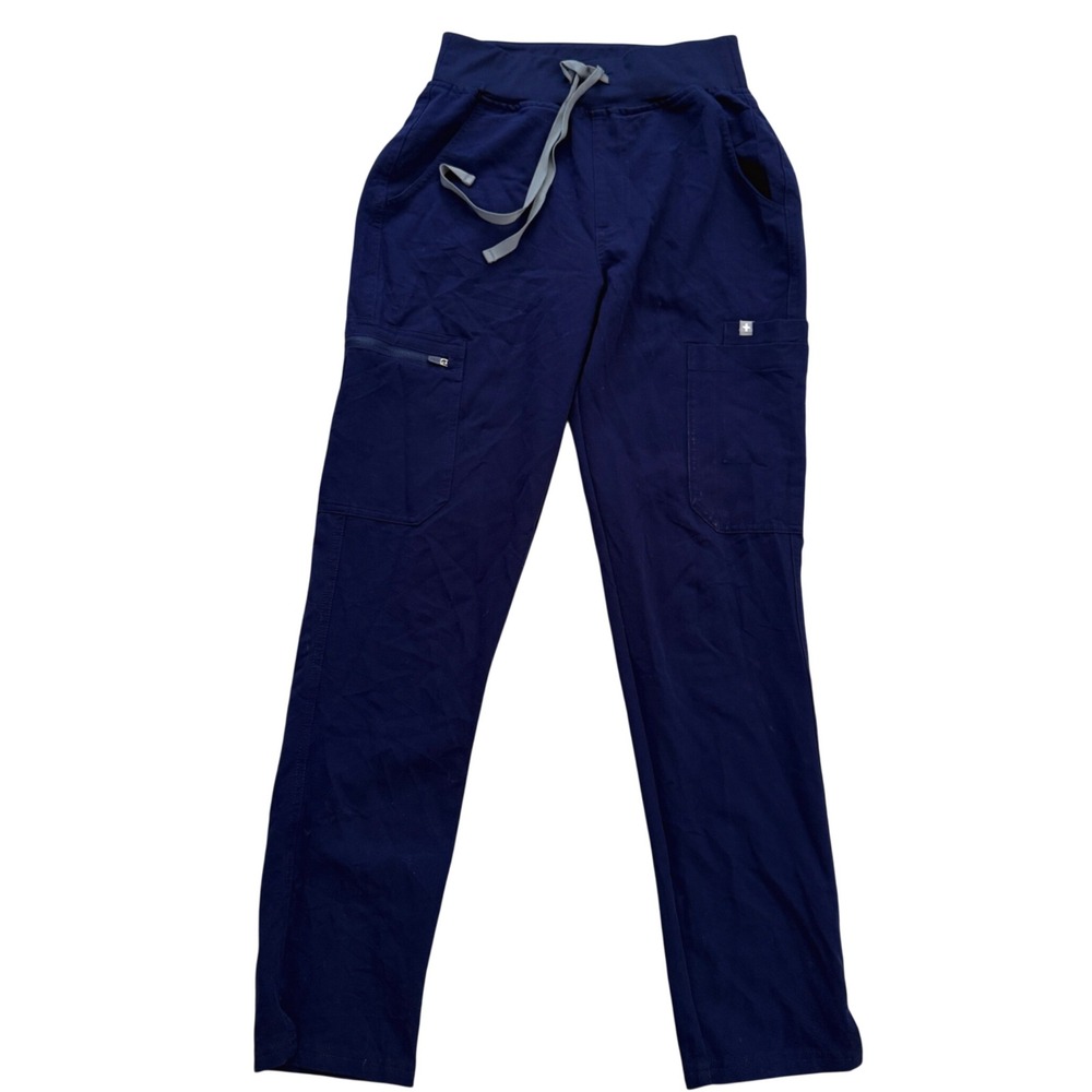 Figs HW Yola Scrub Pants Women XS Navy Blue High Waisted Skinny PO 2721